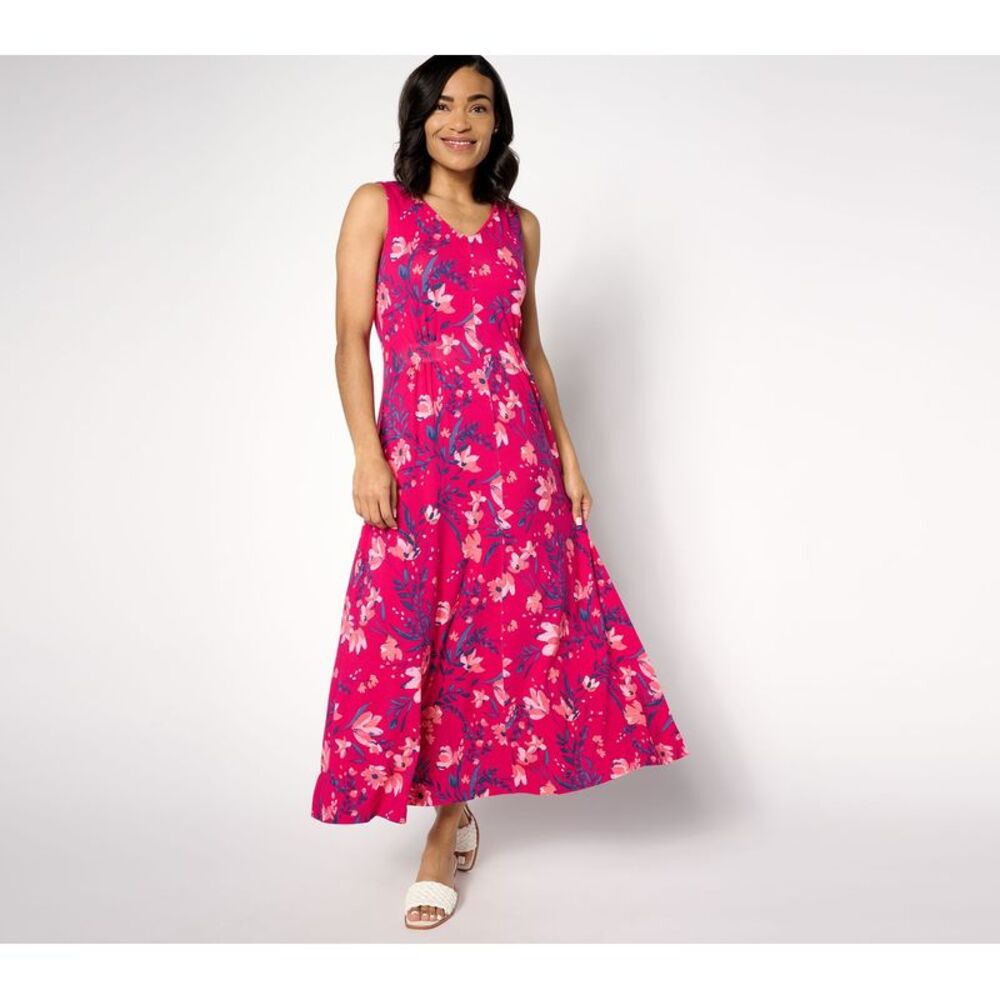 Top Knot Women's Dress Sz L Bella Flora Knit Maxi Multi-colored A629895
